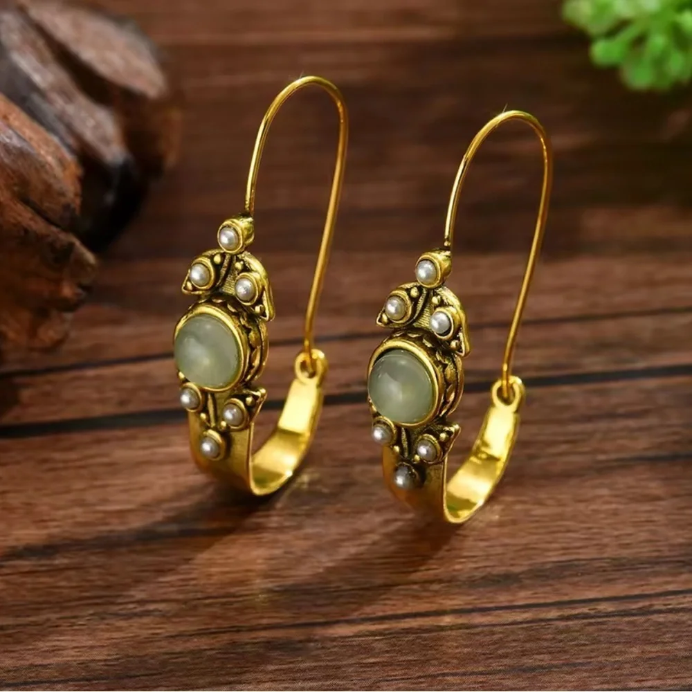 Vintage  gold color Boho Hook Earrings – Gold & Silver